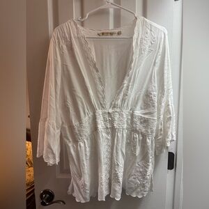 White Embroidered Boho Top